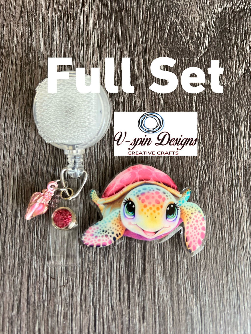 Pink Sea Turtle Badge Reel | Ocean Summer Retractable Acrylic ID Holder