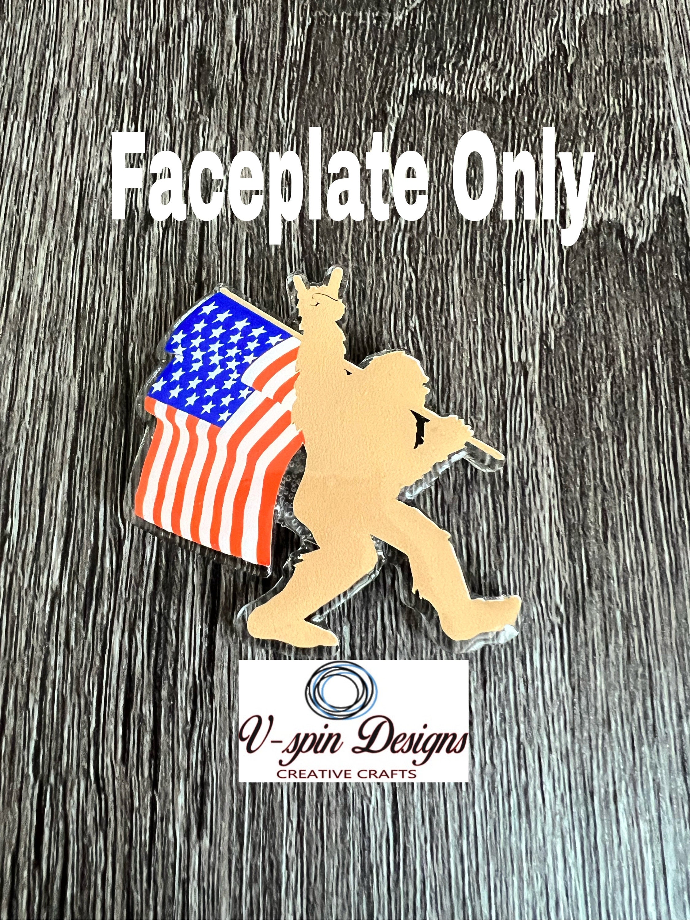 Sasquatch with Flag Badge Reel | Patriotic 4th of July Retractable Acrylic ID Holder
