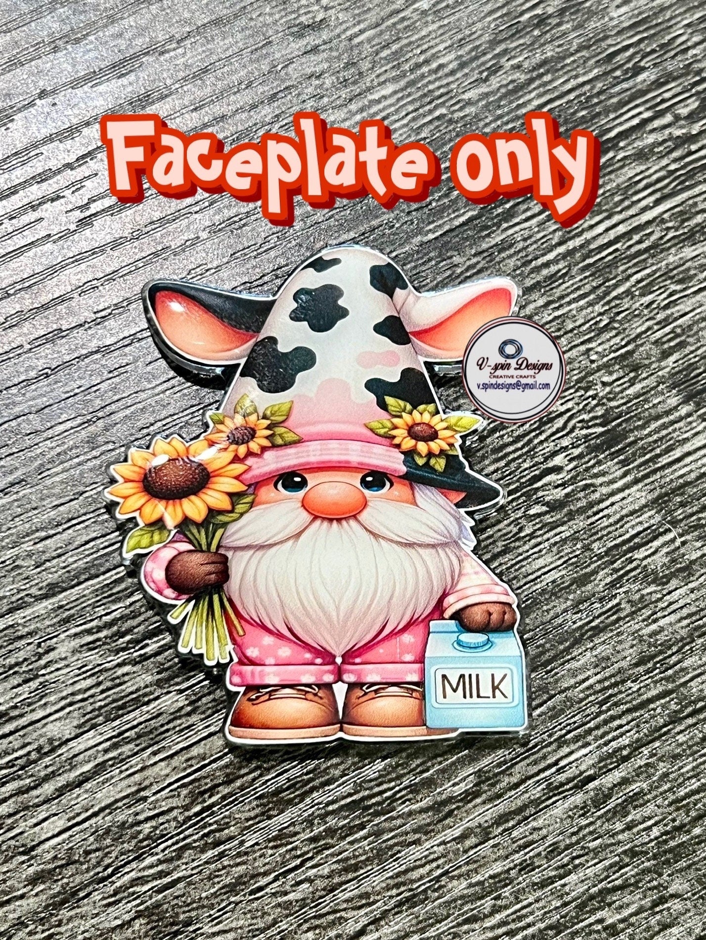 Gnome Cow Badge Reel | Retractable Acrylic ID Holder