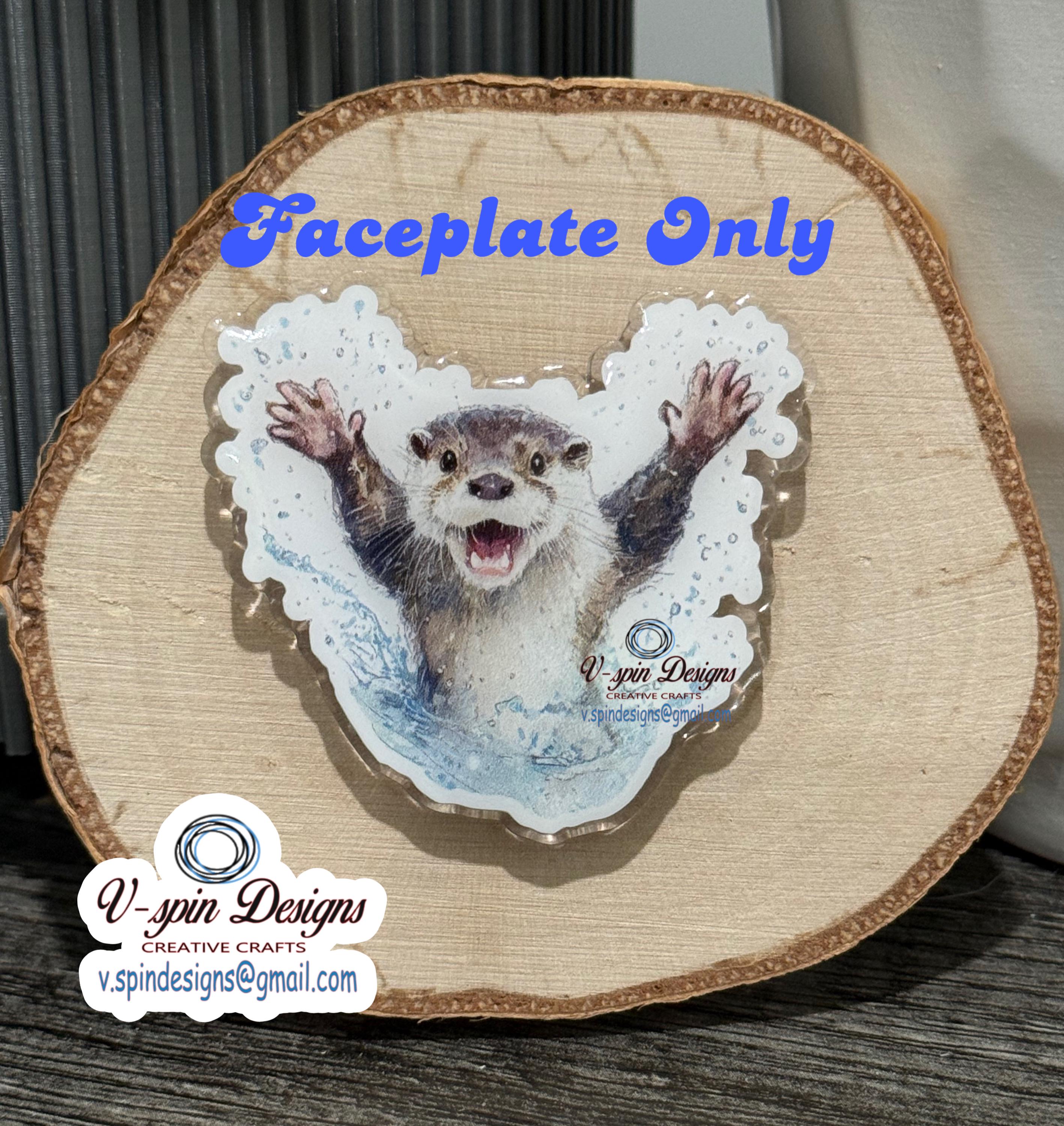 Happy Otter Splash Badge Reel | Funny Retractable Acrylic ID Holder