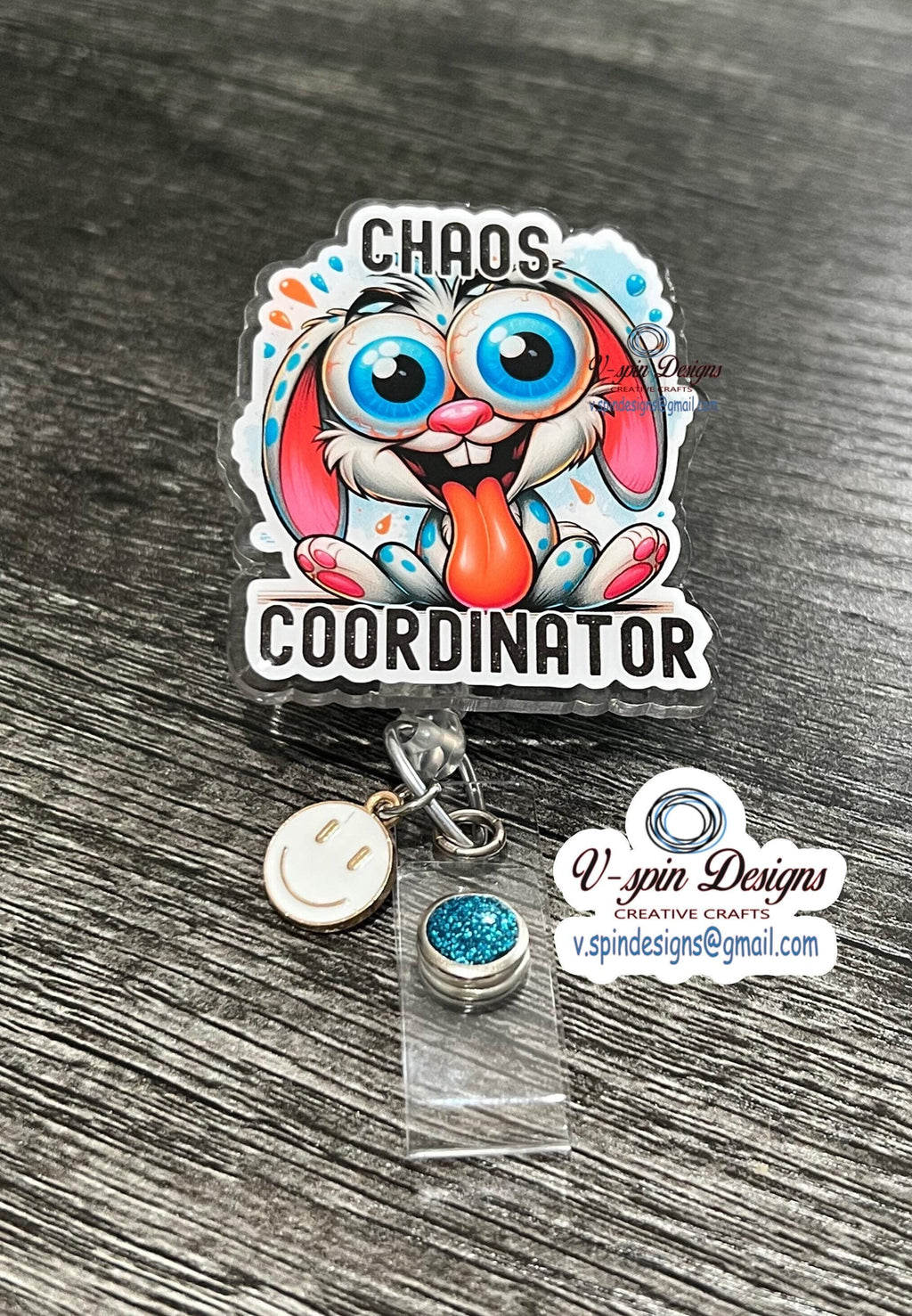 Chaos Coordinator Bunny Badge reel/ID Holder card holder/nurse/teachers/fun/silly