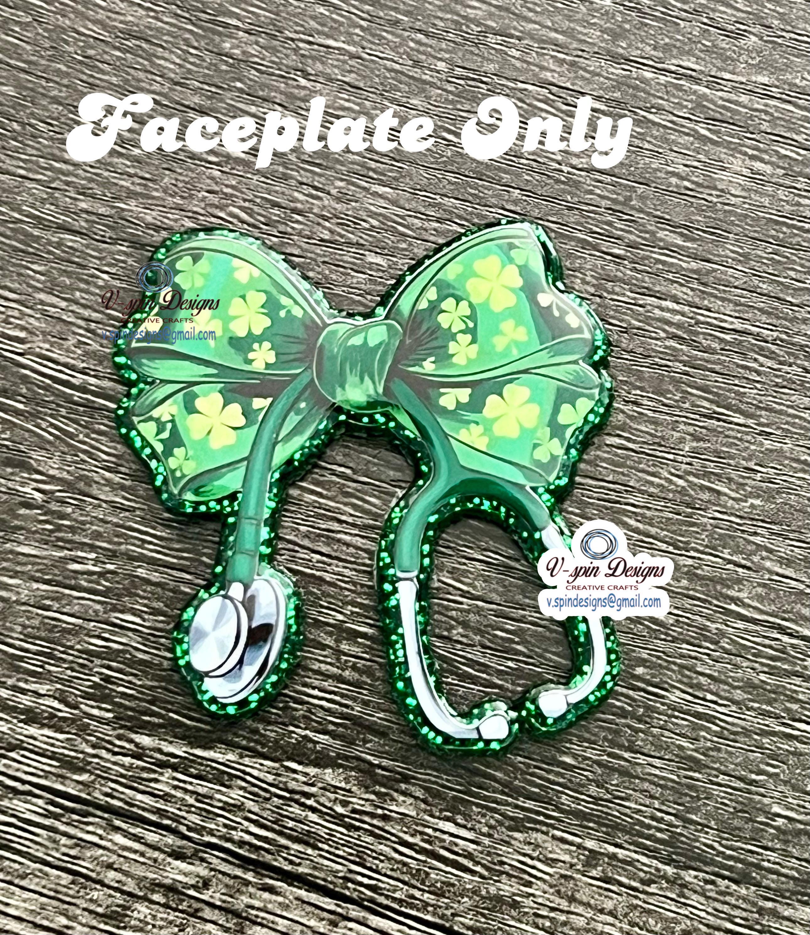 Lucky Stethoscope Clover Bow Badge Reel | St. Patrick's Day Retractable ID Holder