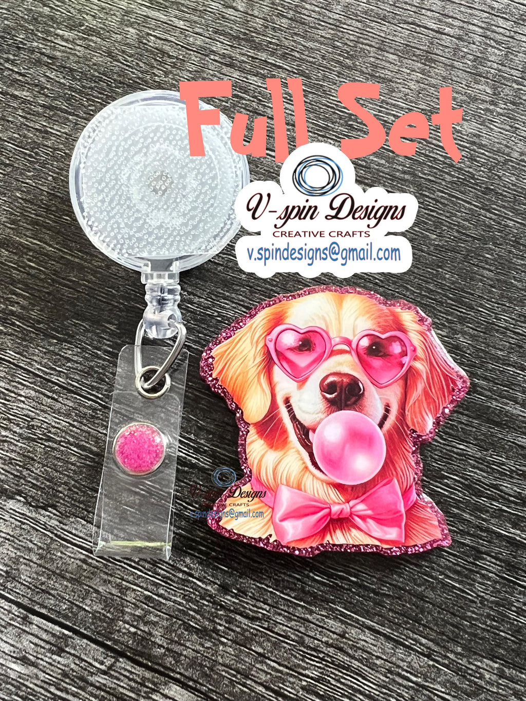 Golden Retriever Bubblegum Badge Reel | Retractable Acrylic ID Holder