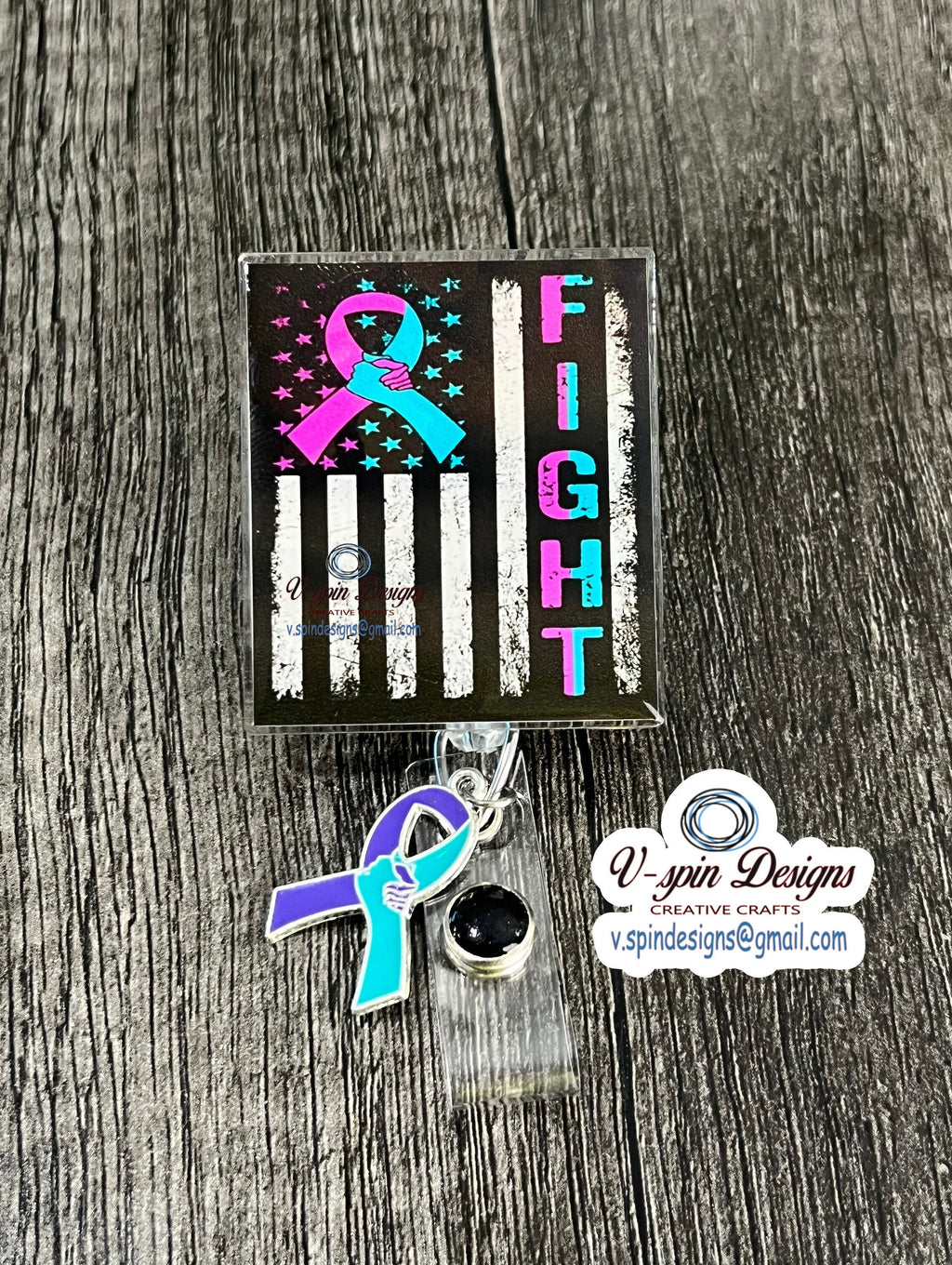 Suicide Prevention “FIGHT” badge reel/ID Holder/nurses/teachers/support/awareness