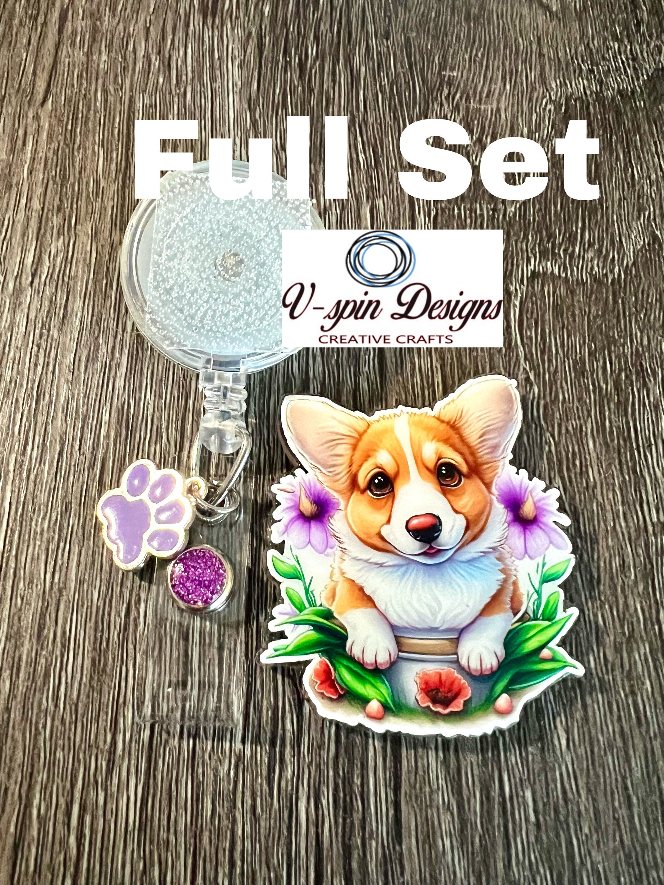 Corgi puppy dog Badge reel/ID Holder card holder/nurse/teachers/dogs/teacup badge reels