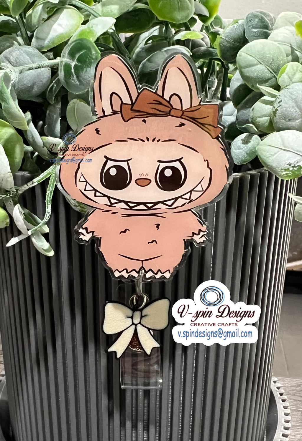 Little Monsters Badge Reel: Acrylic ID Holder with Bow/nurse badge reels/badge reel toppers/gift for nurses