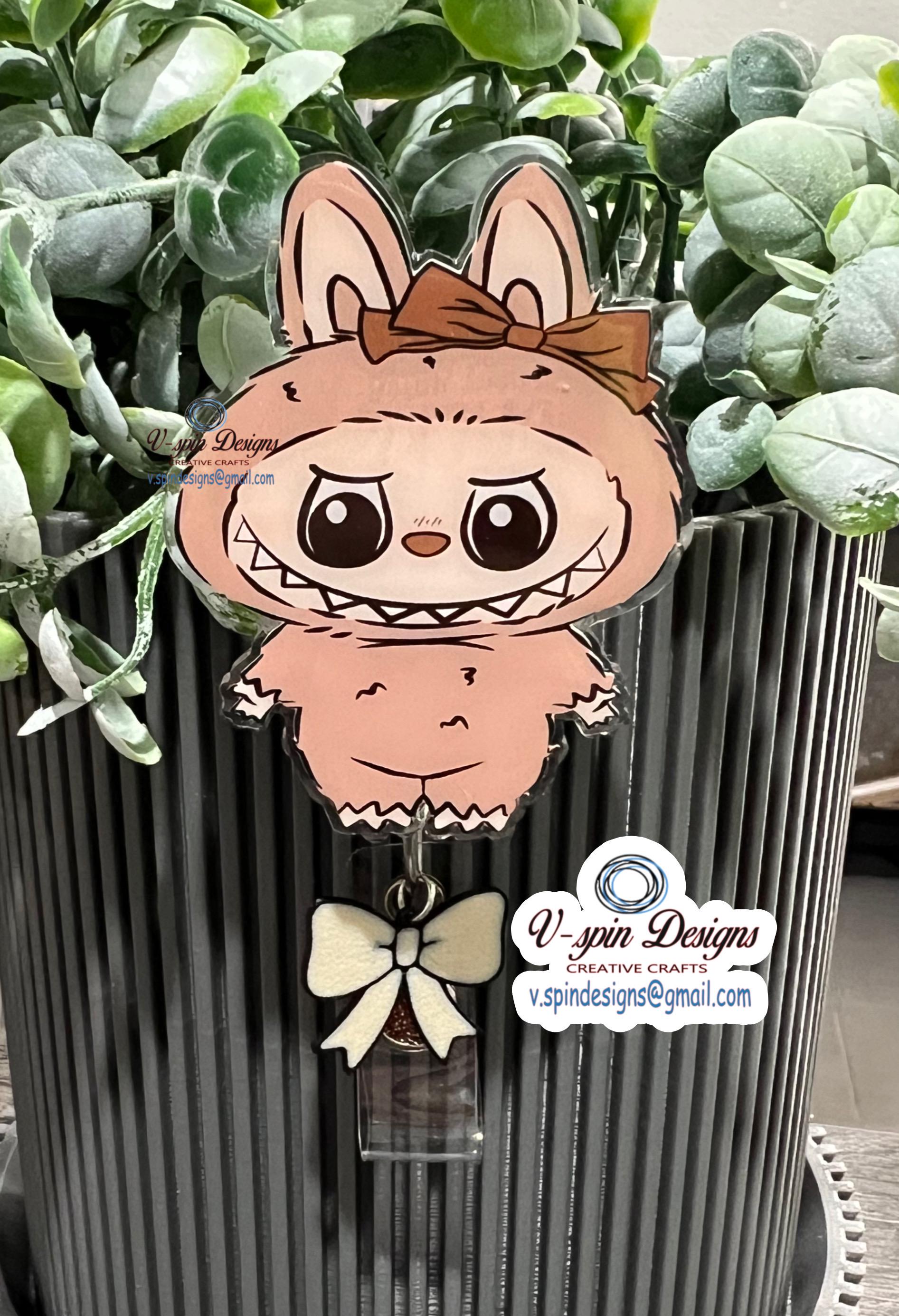 Little Monsters Badge Reel: Acrylic ID Holder with Bow/nurse badge reels/badge reel toppers/gift for nurses