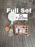 Retro TV Christmas Classics Badge Reel | Holiday Retractable Acrylic ID Holder