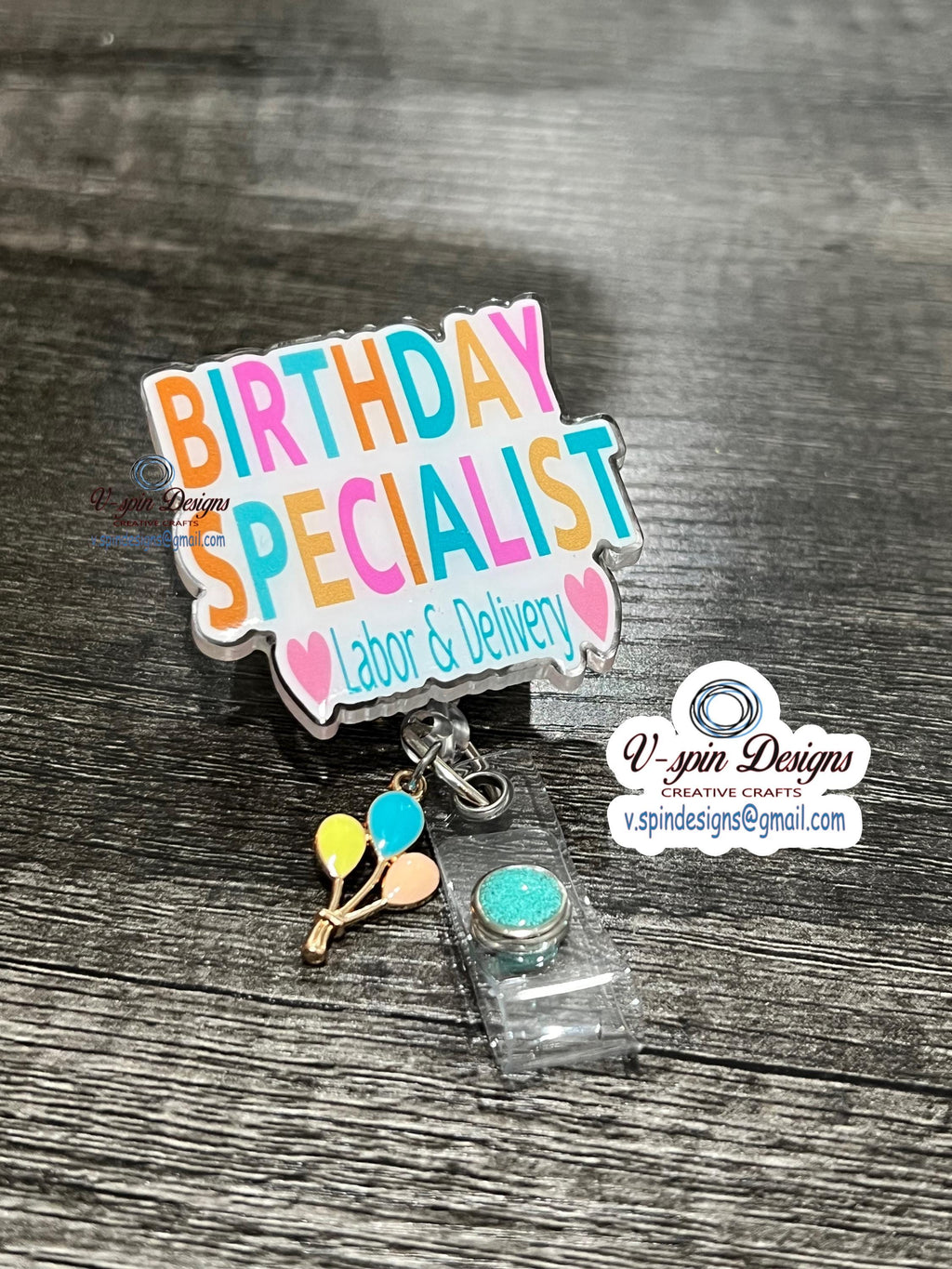 "Birthday Specialist" Labor & Delivery Badge Reel | Retractable Acrylic ID Holder