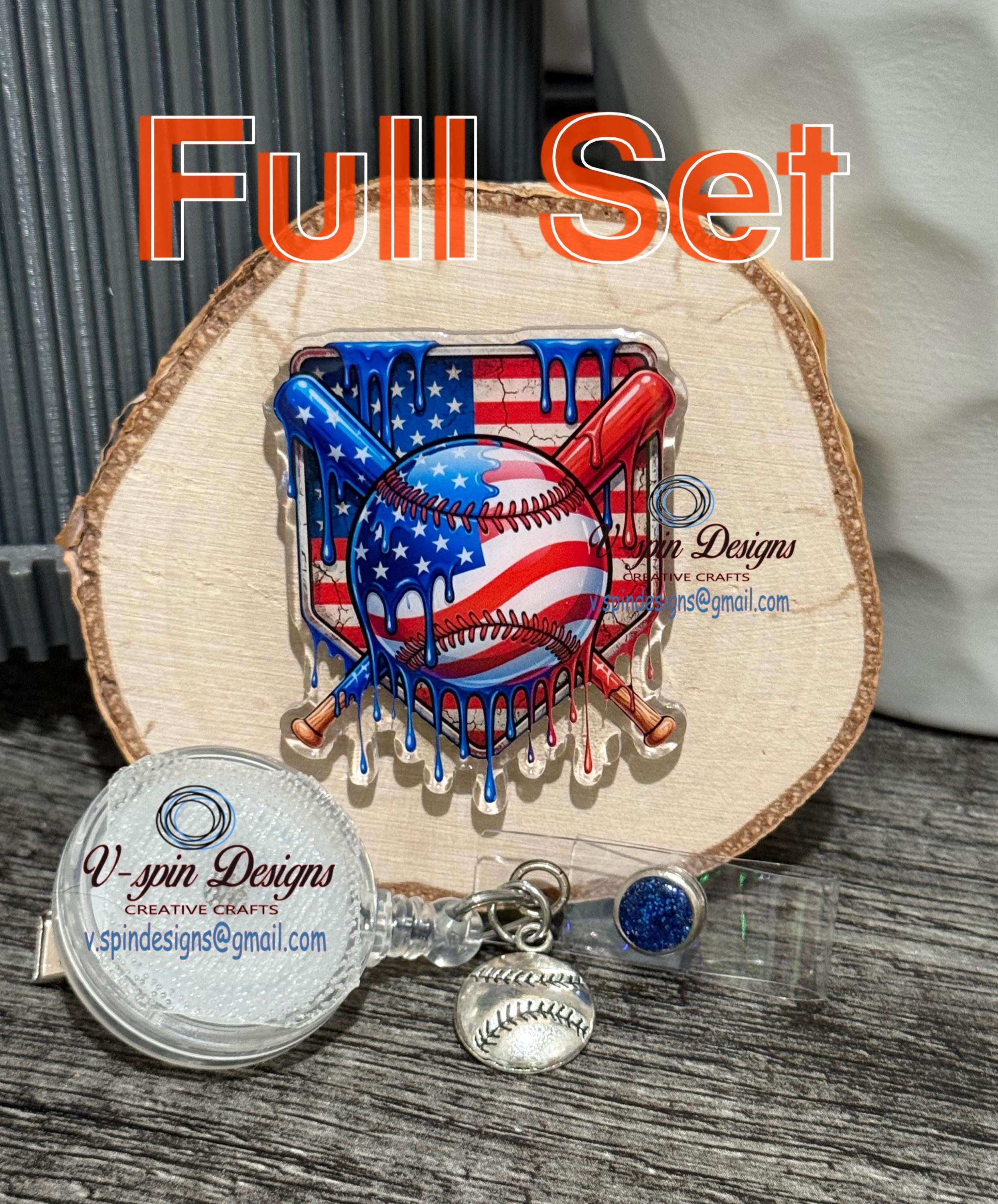 Baseball Drip Badge Reel: Retractable Acrylic ID Holder for Sports Fans