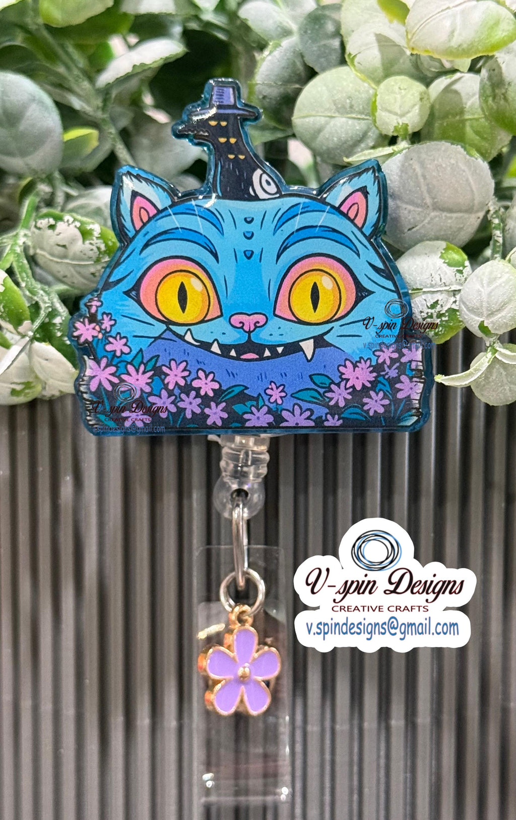 Cute Blue Tiger Badge Reel | Retractable Acrylic ID Holder