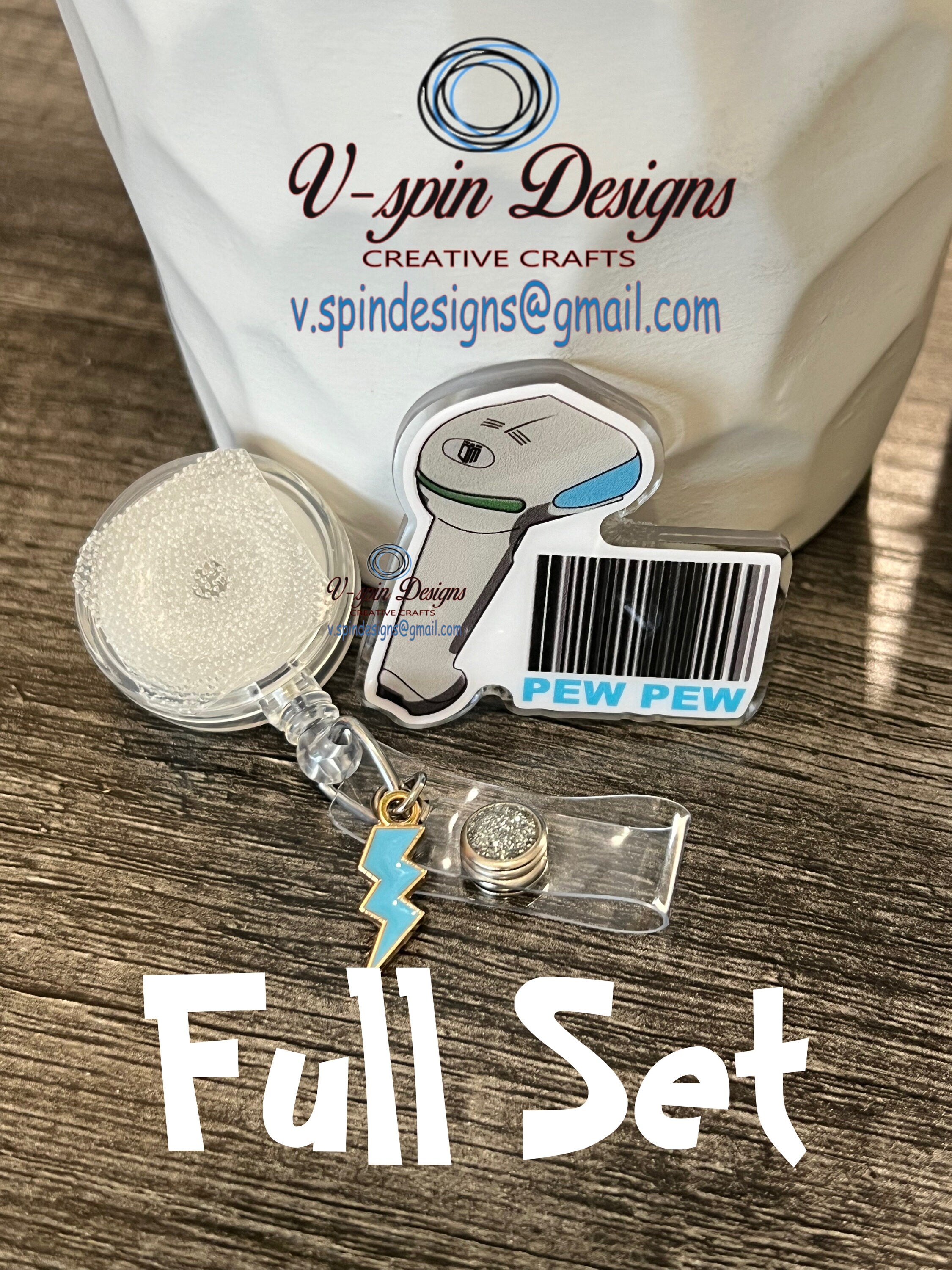 1.8” Acrylic Funny, PEW PEW Badge reel/ID Holder card holder/nurse/fun/silly/scanners