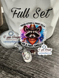 Funny Raccoon Badge Reel: "Smart Fella or Fart Smella" Acrylic ID Holder