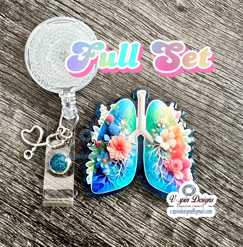lungs badge reel/ID Holder card holder/nurse/respiratory/RT badge reels