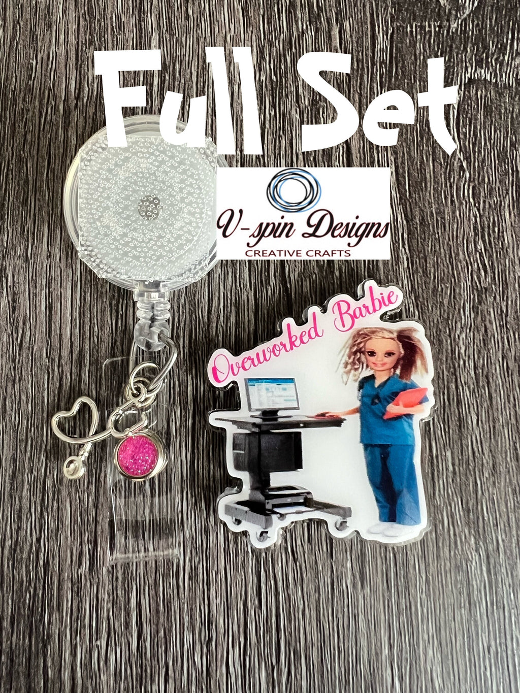 Funny Overworked Badge reel/ID Holder card holder/nurse/teachers/fun/silly