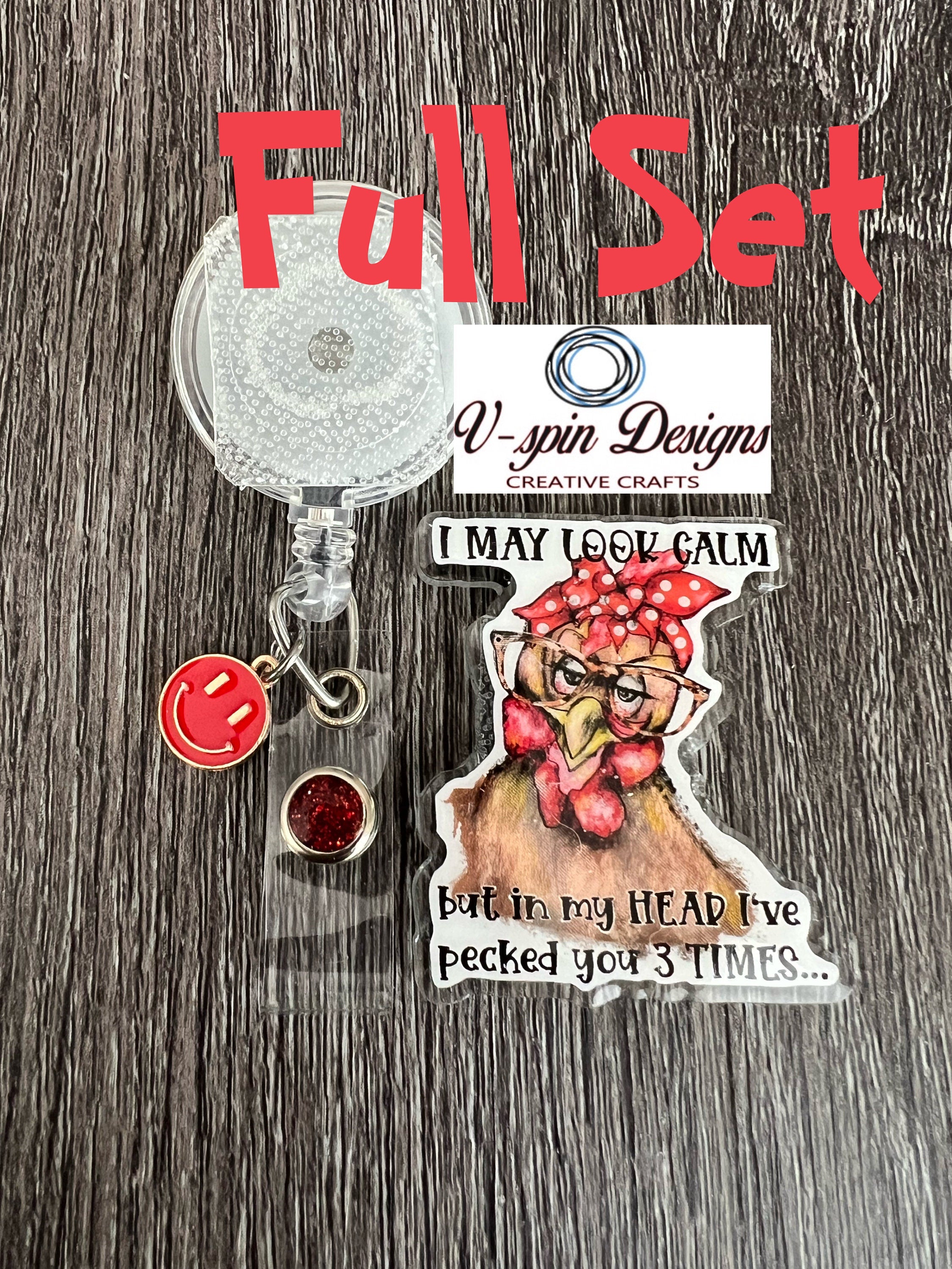 Funny Chicken Badge Reel, Teacher ID Holder, Nurse Gift
