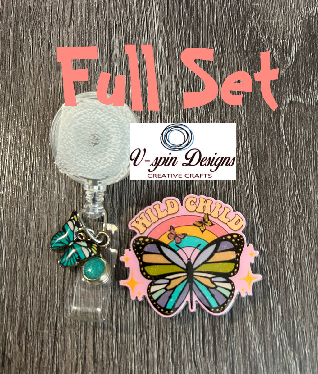 Wild Child Butterfly badge reel/ID Holder/nurses/teachers/badge holder/retro badge reels/hippie