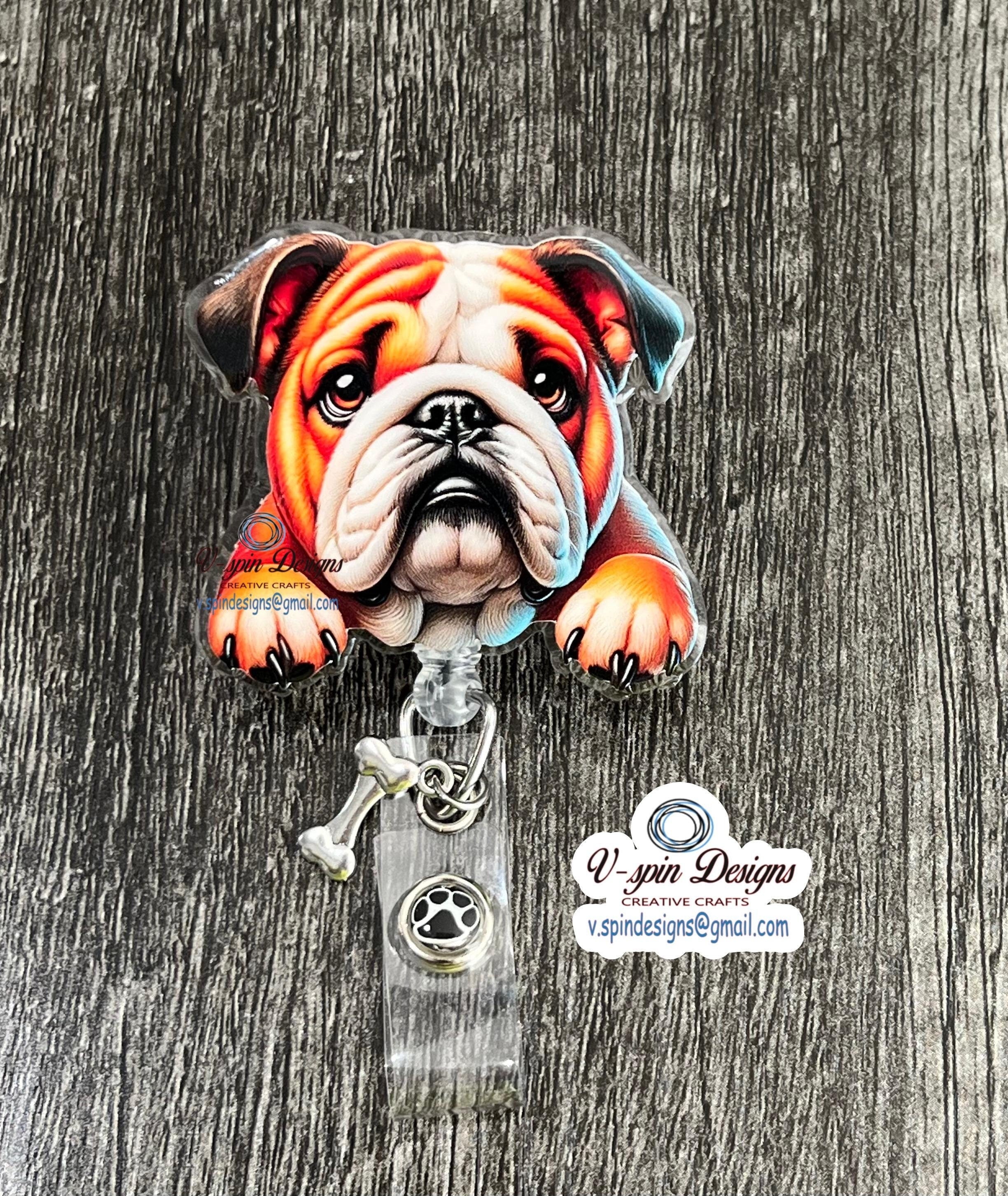 Bulldog badge reel/ID Holder/card holder/dogs/nurse badge reels