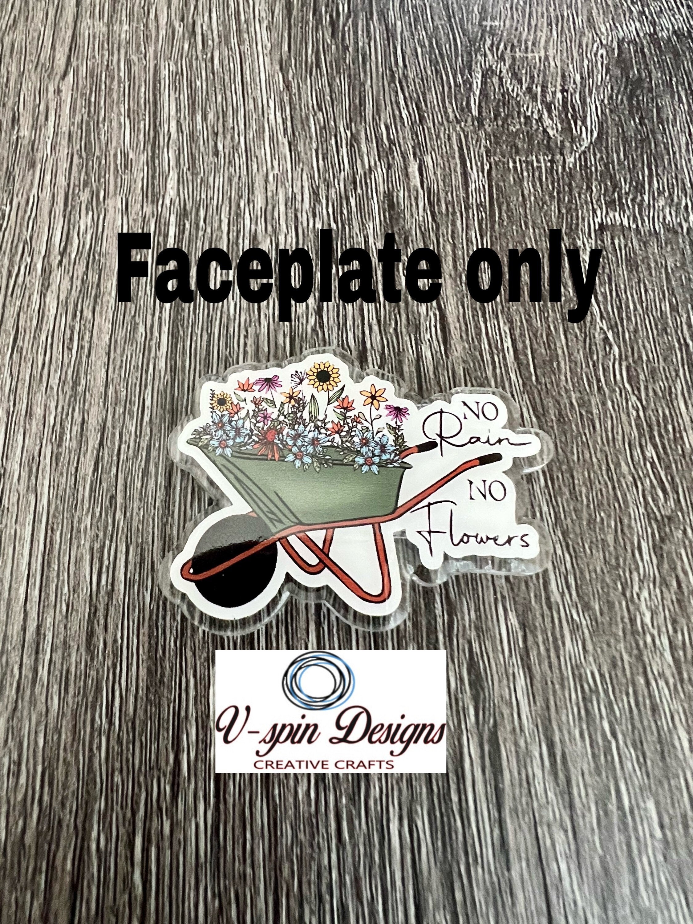 "No Rain No Flowers" Inspirational Badge Reel: Acrylic ID Holder