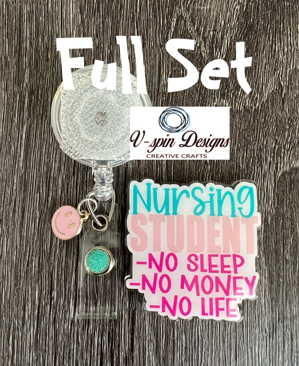 Nursing Student Badge Reel | "No Sleep, No Money, No Life" Funny ID Holder