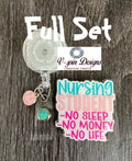 Nursing Student Badge Reel | "No Sleep, No Money, No Life" Funny ID Holder