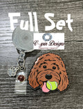 Doodle Dog with Tennis Ball Badge Reel | Retractable Acrylic ID Holder