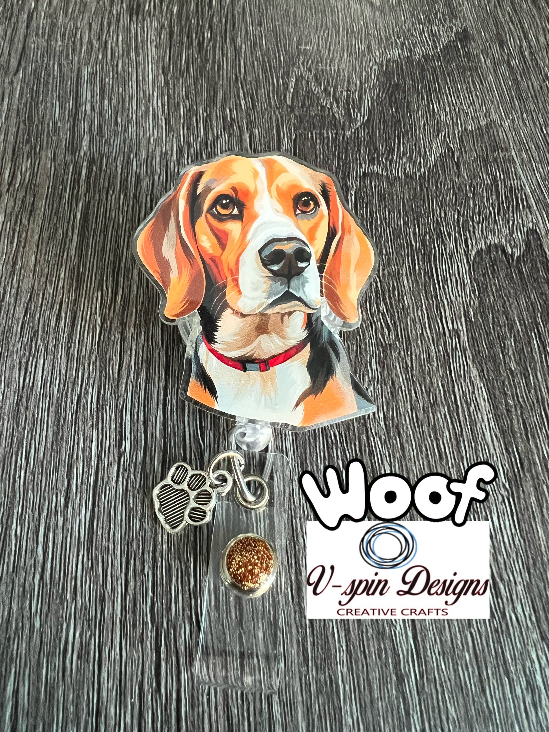 Beagle Dog Badge Reel | Retractable Acrylic ID Holder for Dog Lovers