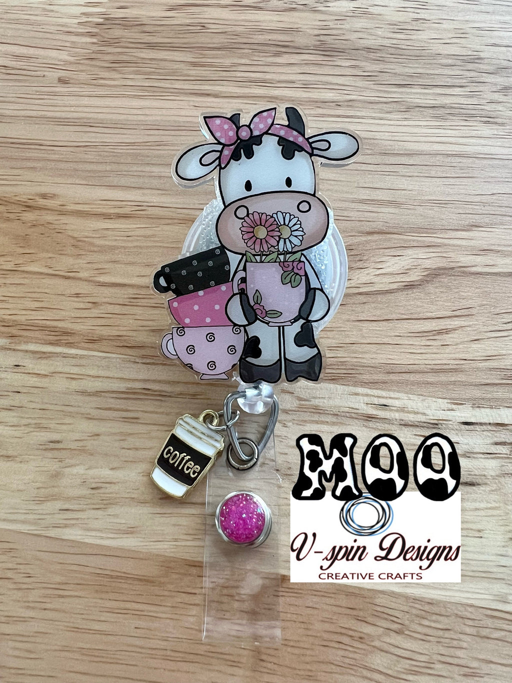 Coffee Cow Bandana Badge Reel | Western Retractable Acrylic ID Holder