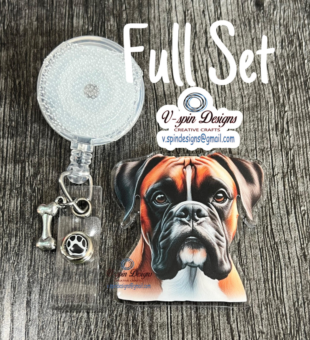 Boxer Dog Badge Reel | Retractable Acrylic ID Holder for Dog Lovers