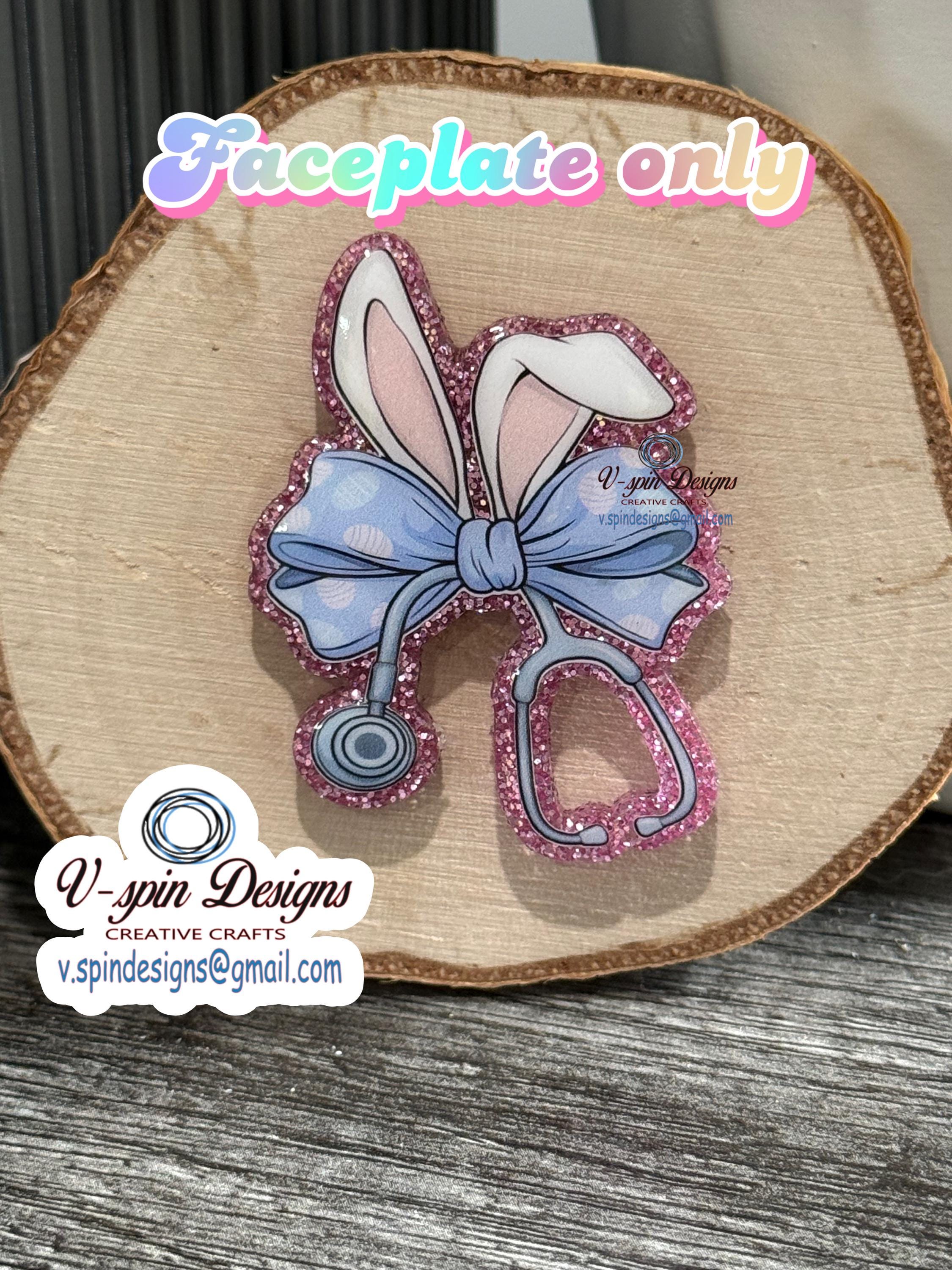 Stethoscope Easter Bunny Ears Badge Reel | Retractable Acrylic ID Holder
