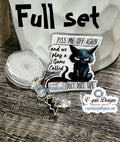 "Piss Me Off & We Play a Game" Black Cat Badge Reel | Funny Retractable ID Holder