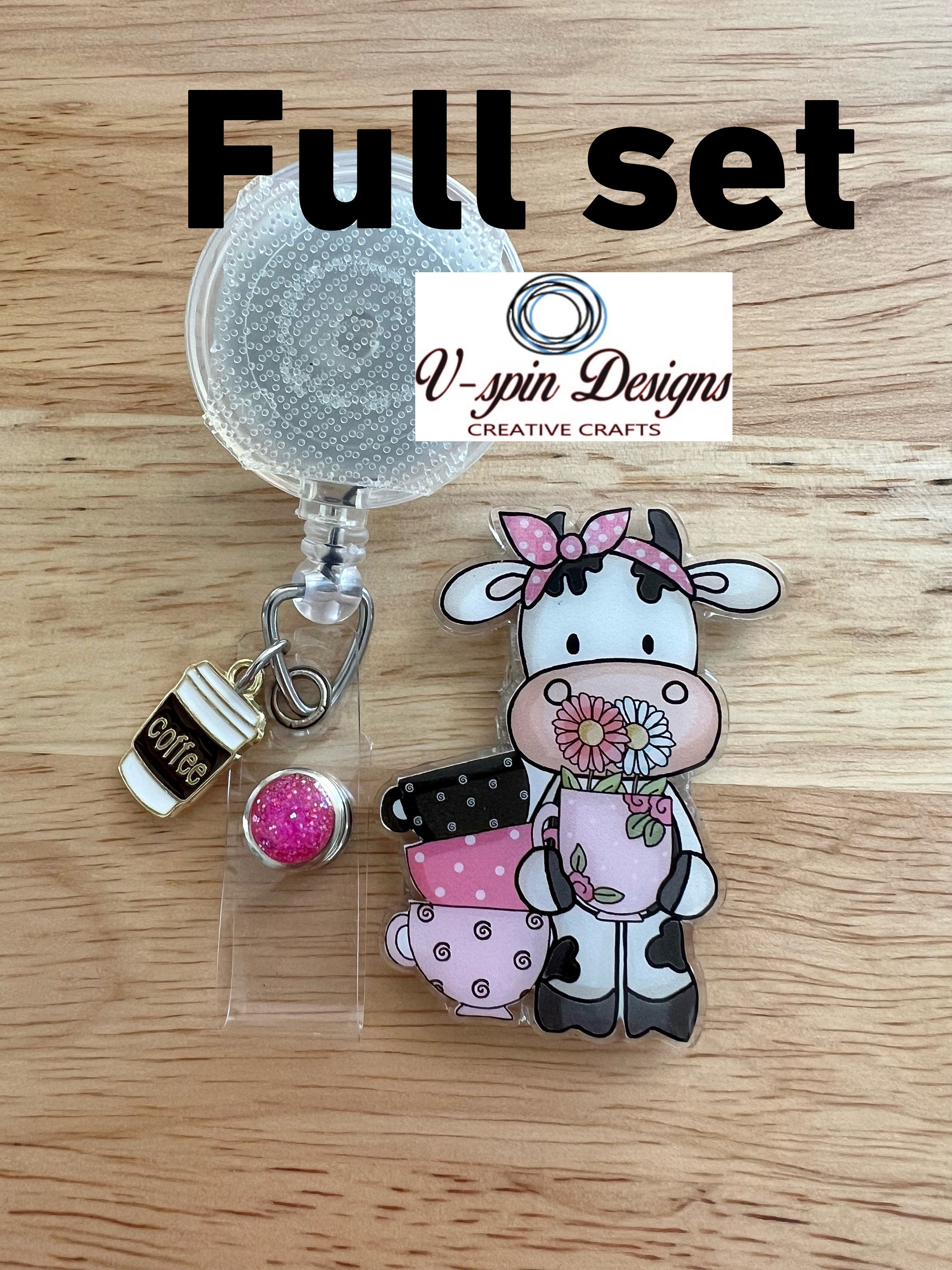 Coffee Cow Bandana Badge Reel | Western Retractable Acrylic ID Holder