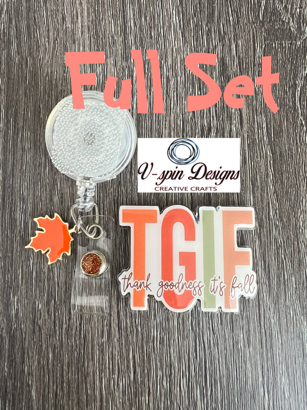 "TGIF: Thank Goodness It's Fall" Badge Reel | Funny Fall Retractable Acrylic ID Holder