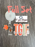 "TGIF: Thank Goodness It's Fall" Badge Reel | Funny Fall Retractable Acrylic ID Holder