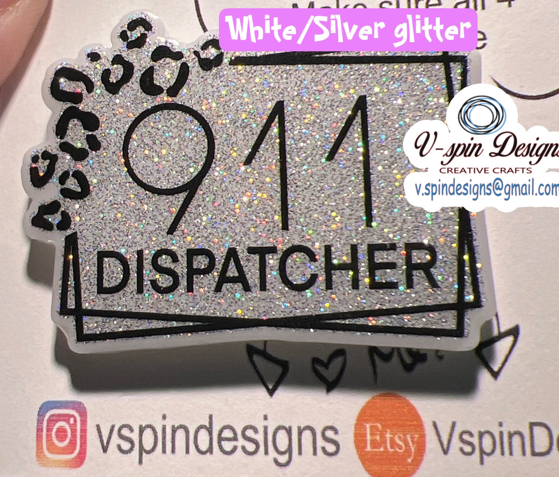 1.9” Acrylic- 911 Dispatcher badge reel/ID Holder/card holder/911 emergency