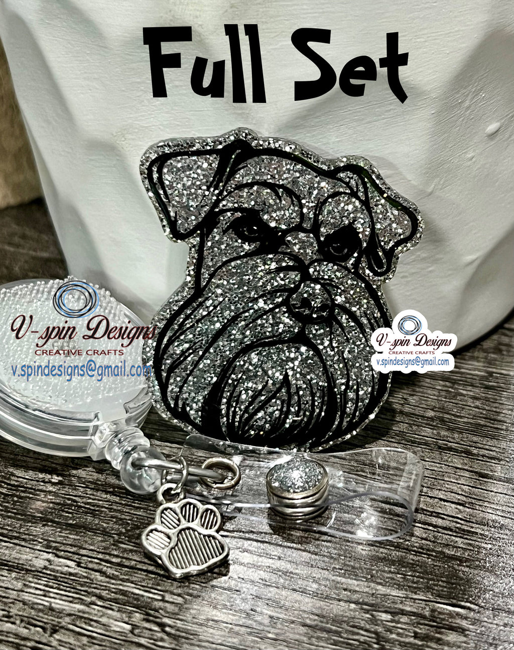 Schnauzer Dog Badge Reel | Retractable Acrylic ID Holder