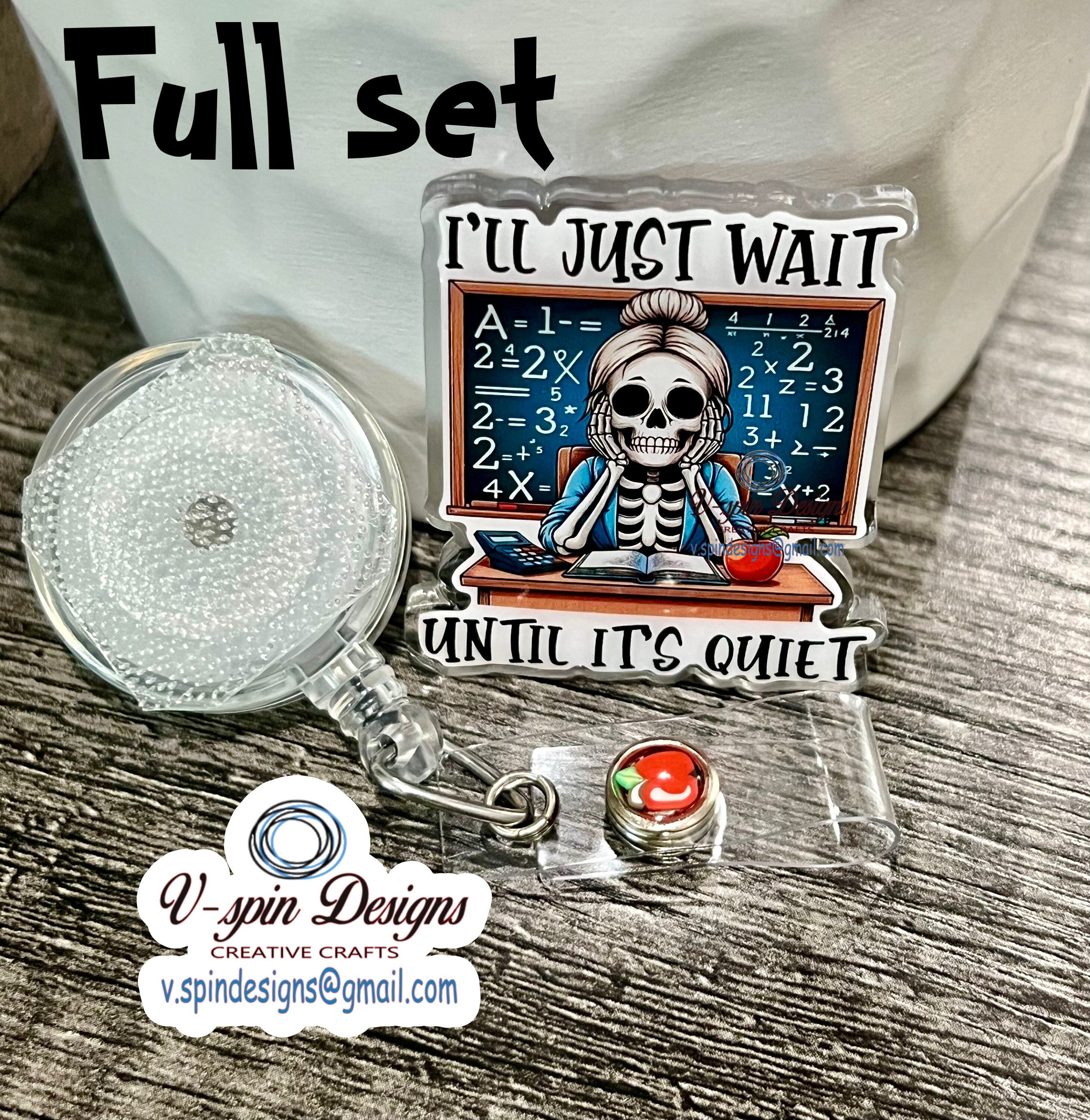 Funny “I’ll Just wait” Badge reel/ID Holder card holder/teachers/fun/silly/skeleton/Math teachers