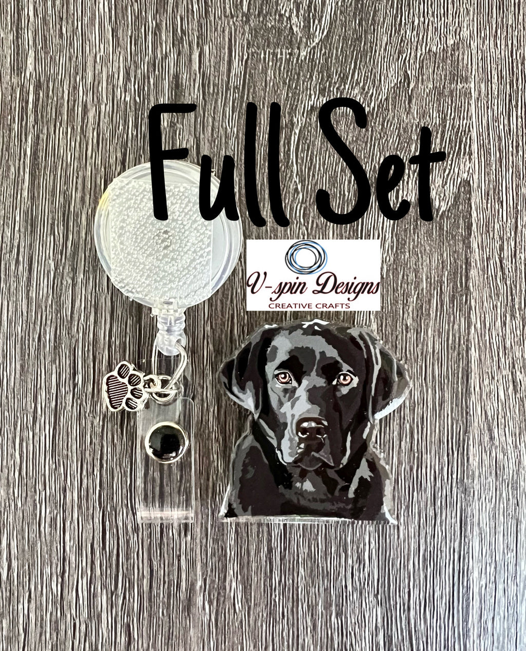 Black Labrador Dog Badge Reel | Retractable Acrylic ID Holder