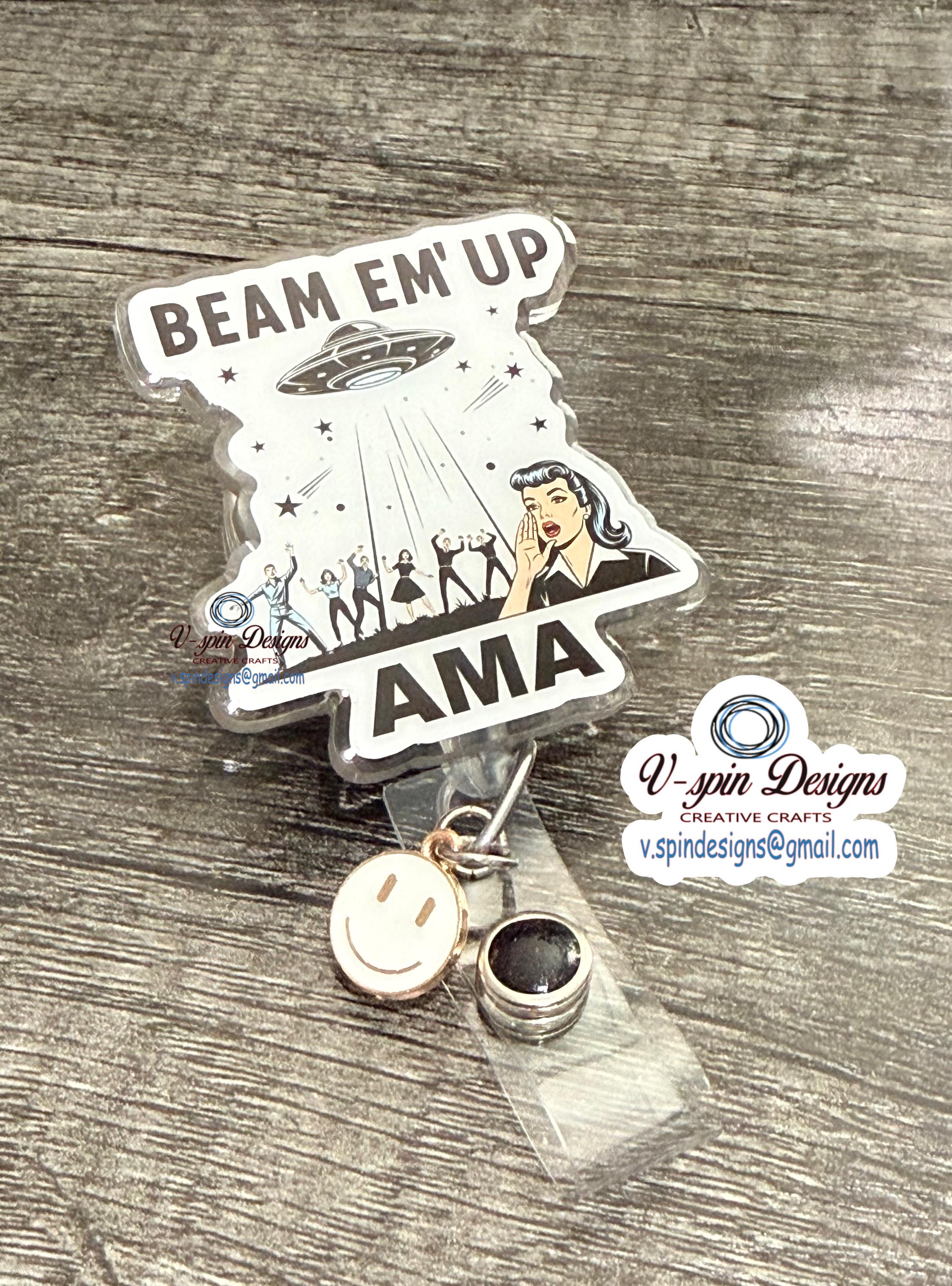 Funny AMA badge reel for nurses or medical staff.