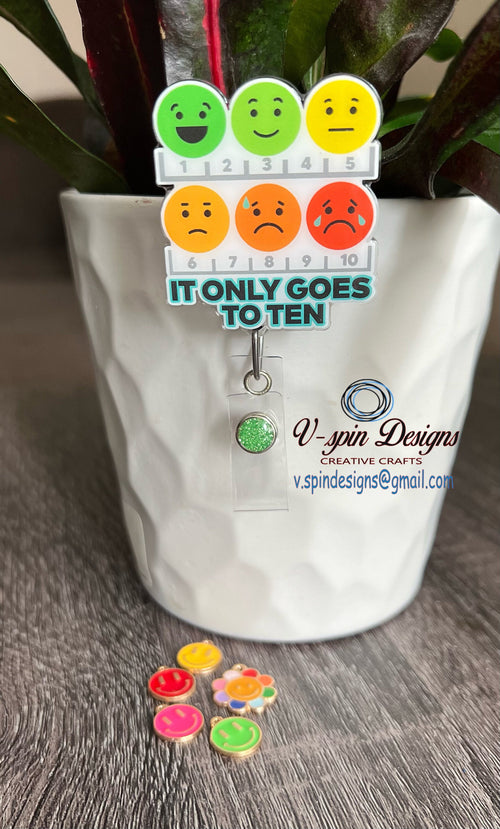 "It Only Goes to 10" Badge Reel | Funny Retractable Acrylic ID Holder