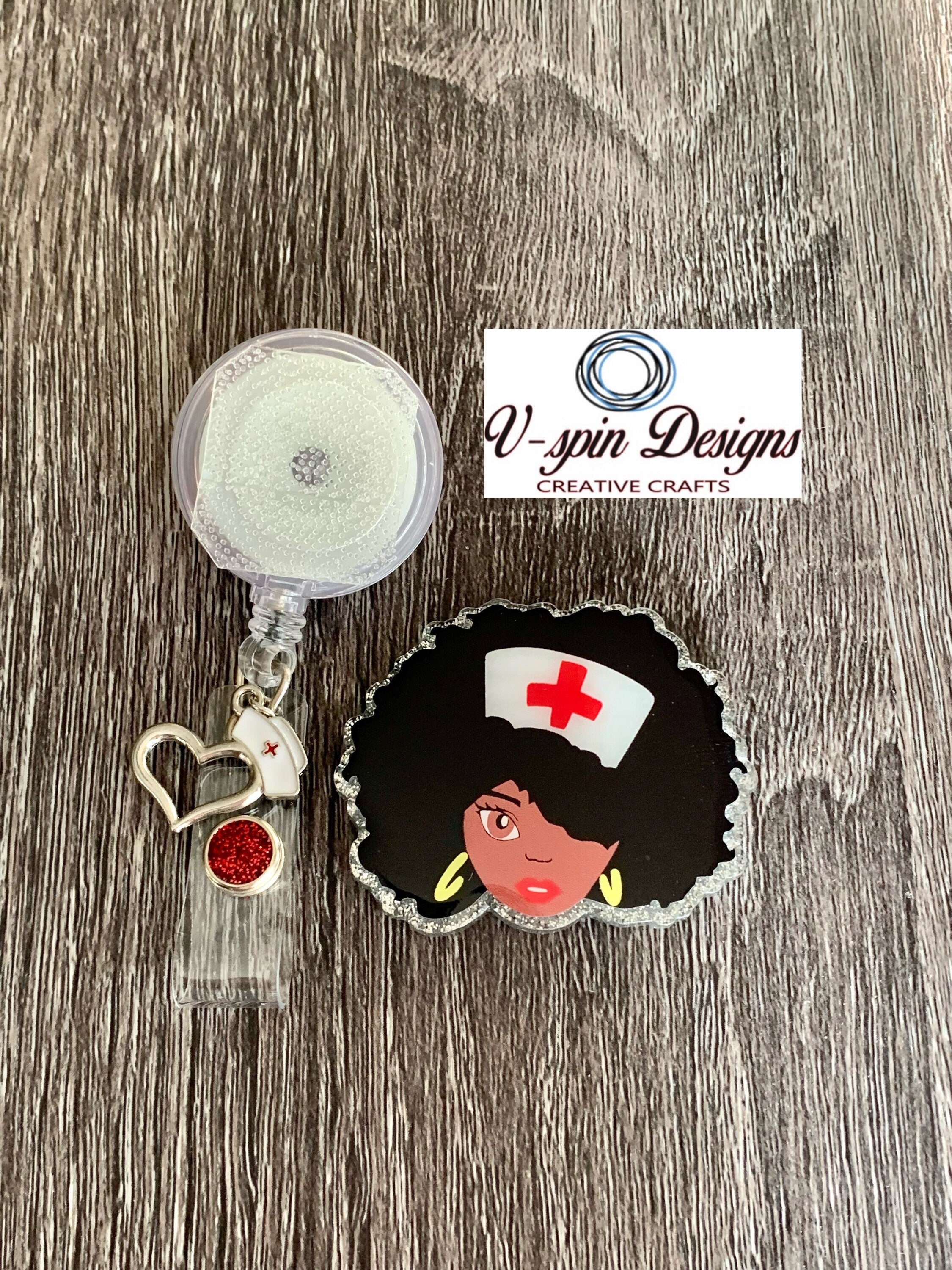 Nurse Badge Reel | Retractable Acrylic ID Holder with Charm