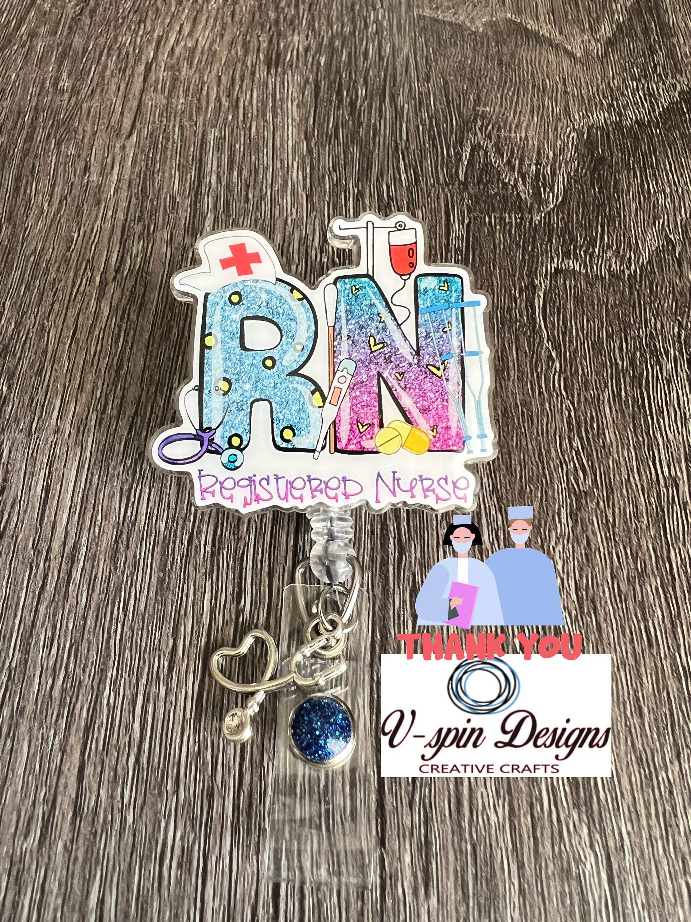 RN Registered Nurse Badge Reel | Retractable Acrylic ID Holder