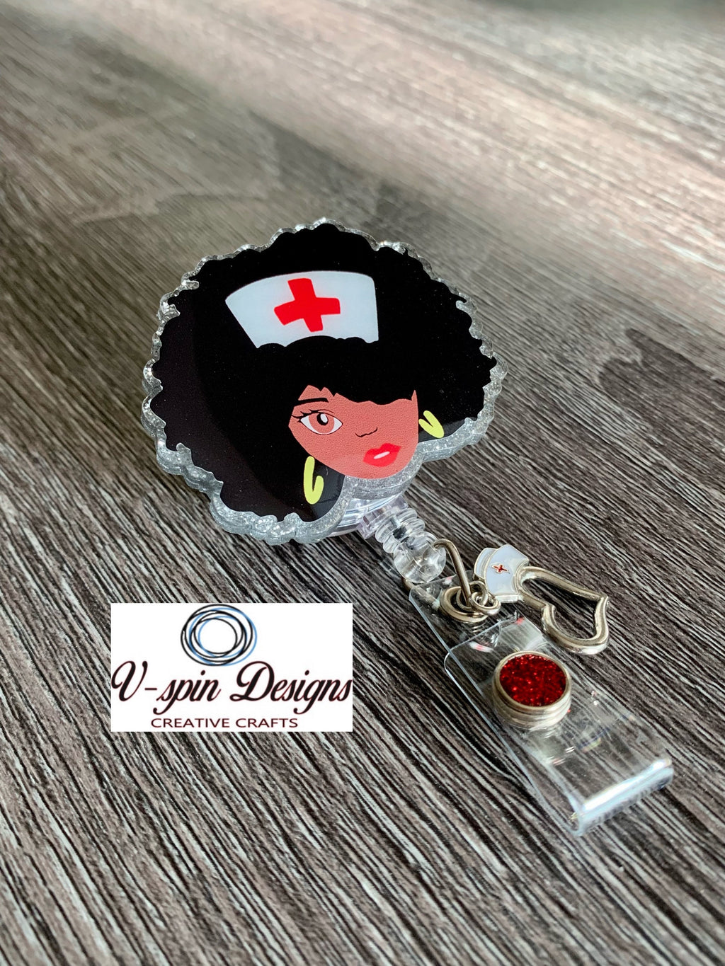 Nurse Badge Reel | Retractable Acrylic ID Holder with Charm