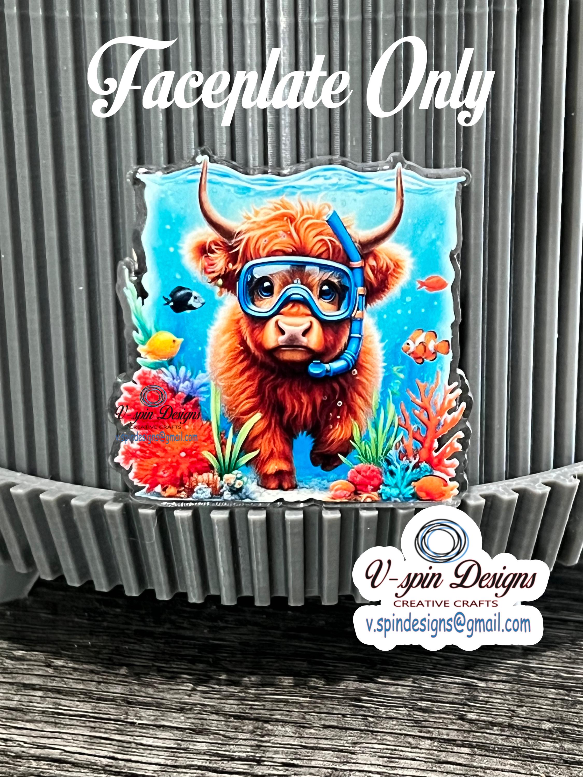 Snorkeling Highland Cow Badge Reel: Summer ID Holder