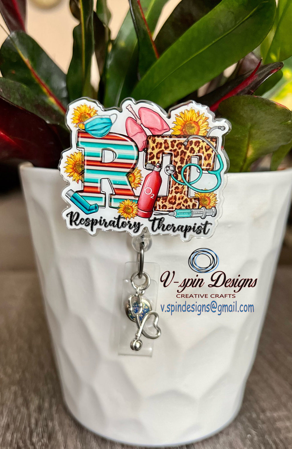 Respiratory Therapist Leopard Badge Reel | Retractable Acrylic ID Holder