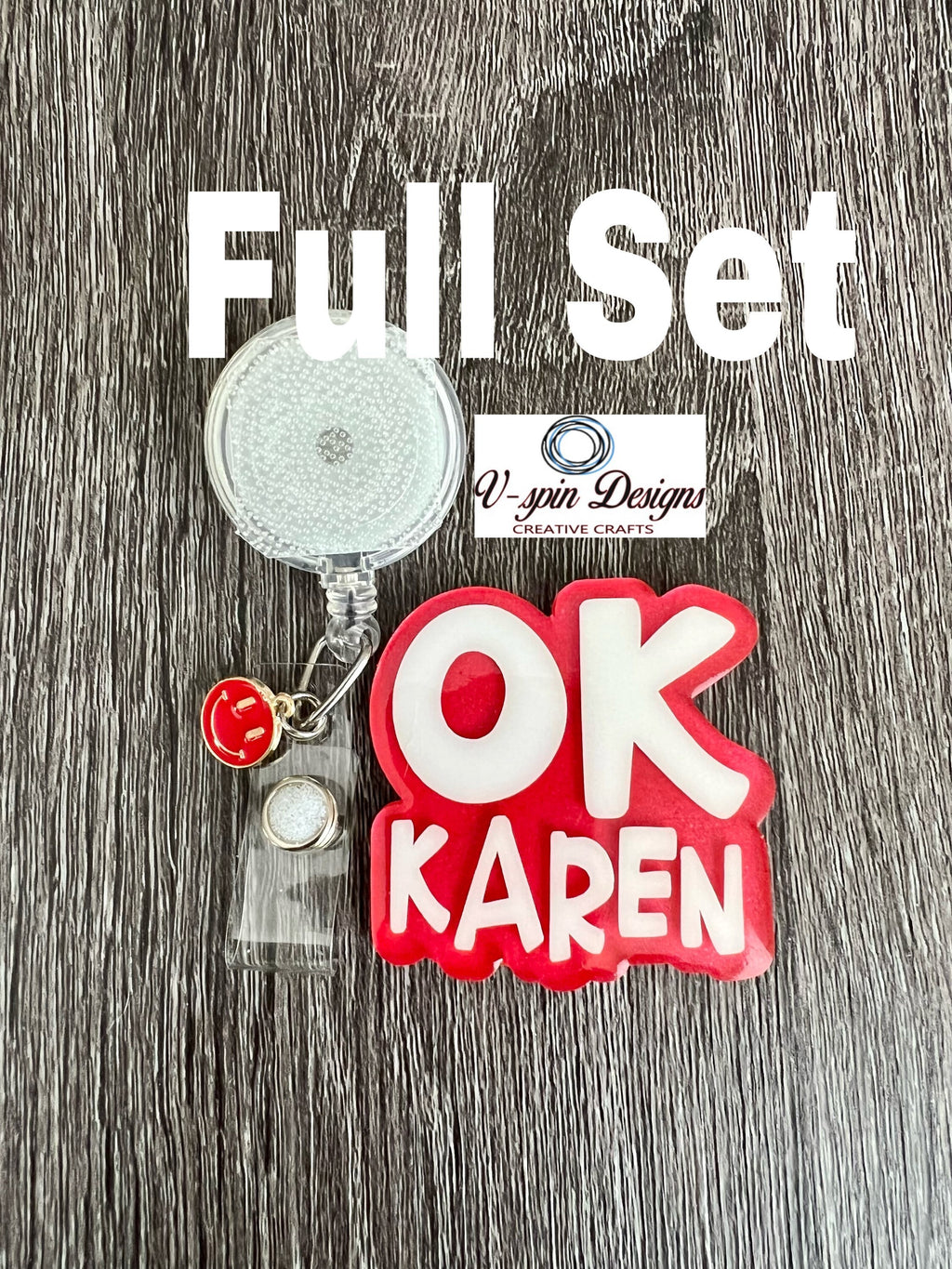 "OK Karen" Funny Badge Reel: Acrylic Retractable ID Holder