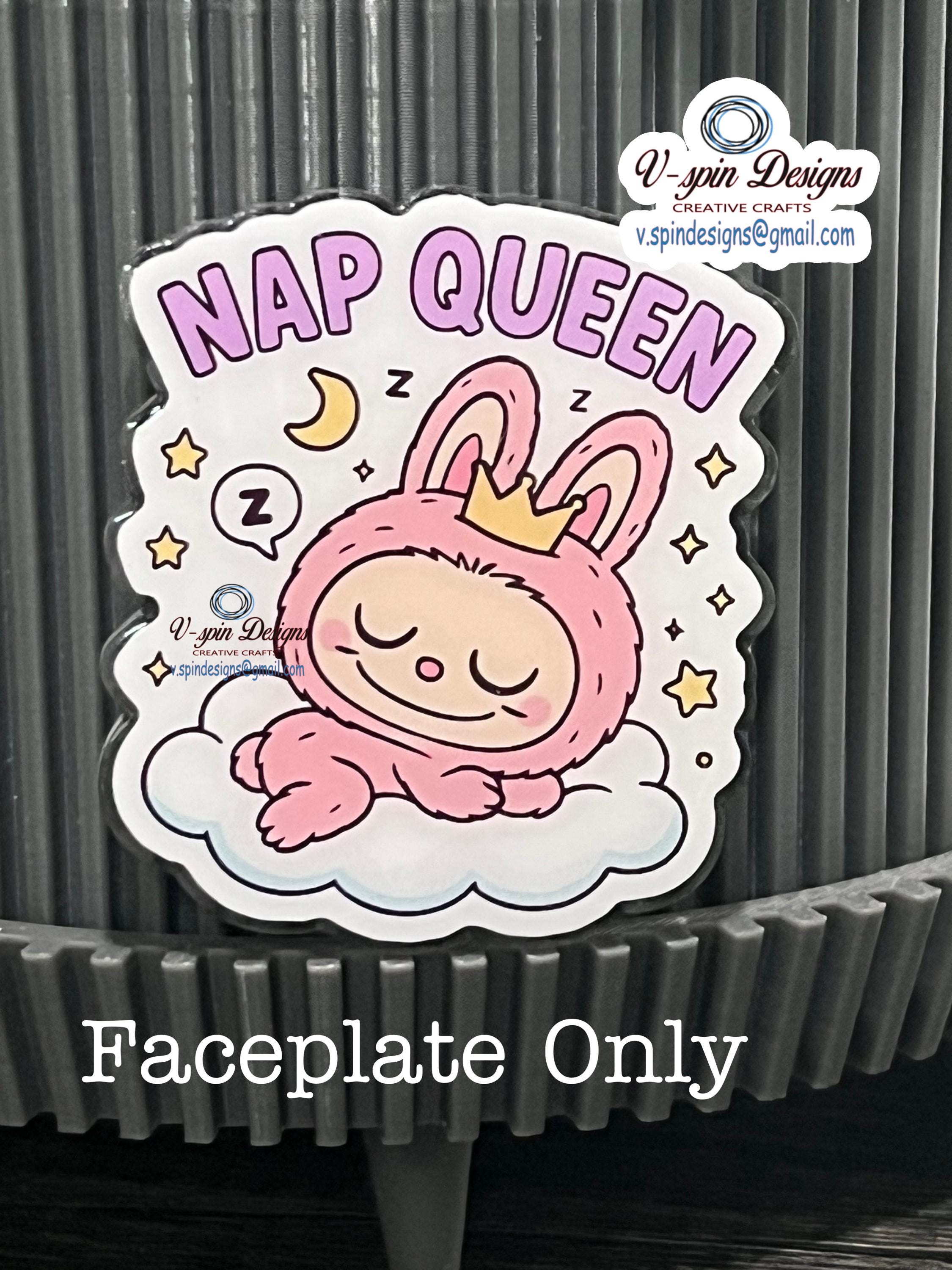 "Nap Queen" Little Monster Badge Reel | Funny Retractable Acrylic ID Holder