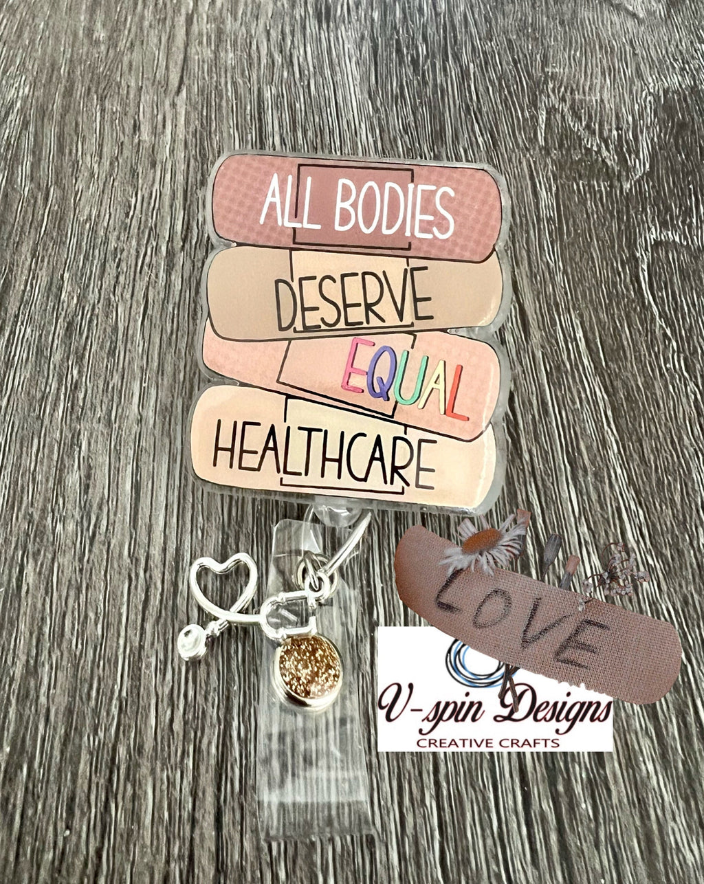 "All Bodies Deserve Equal Healthcare" Badge Reel | Inclusive Retractable ID Holder
