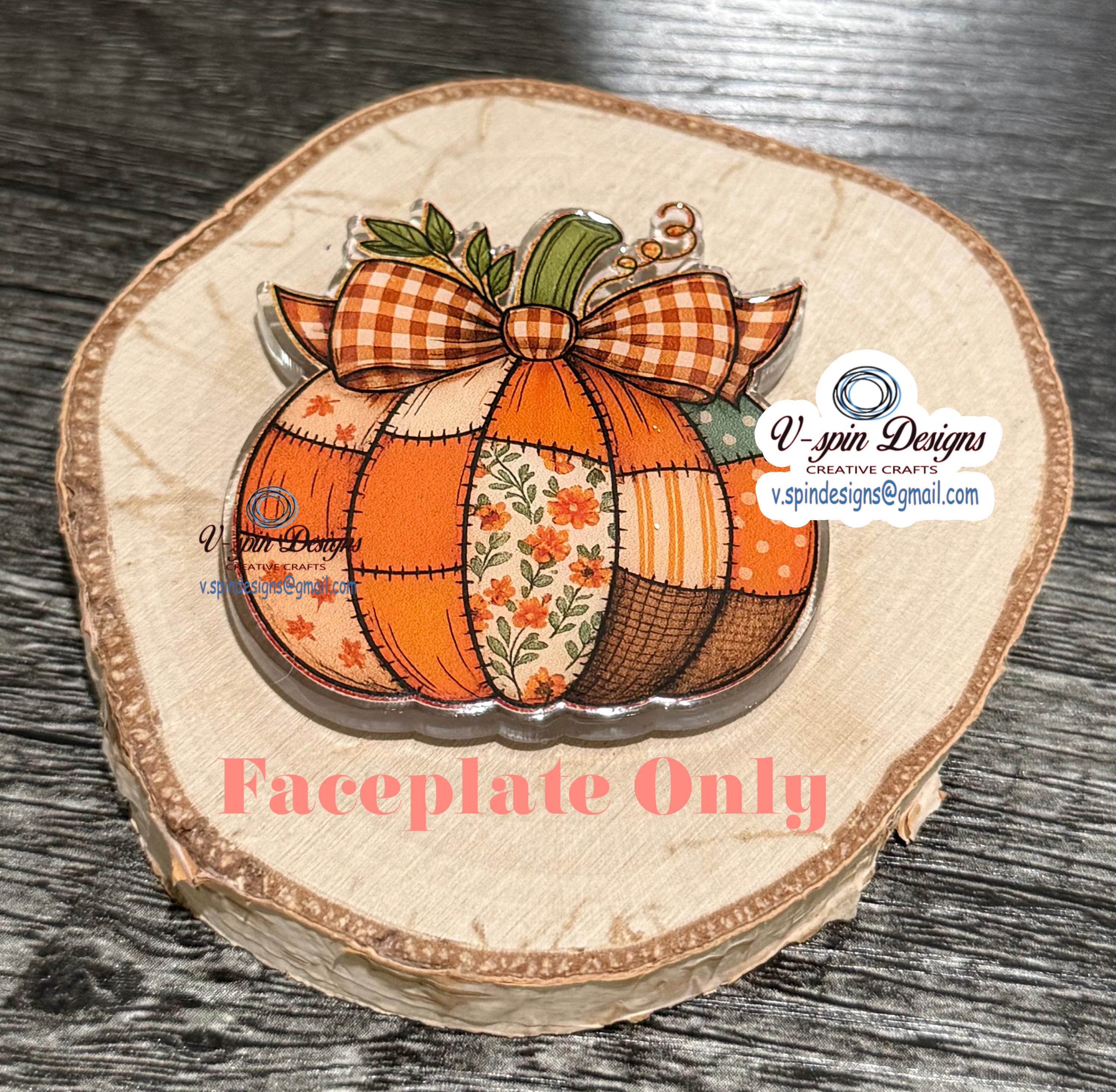 Vintage Patchwork Pumpkin Badge Reel | Fall Retractable Acrylic ID Holder