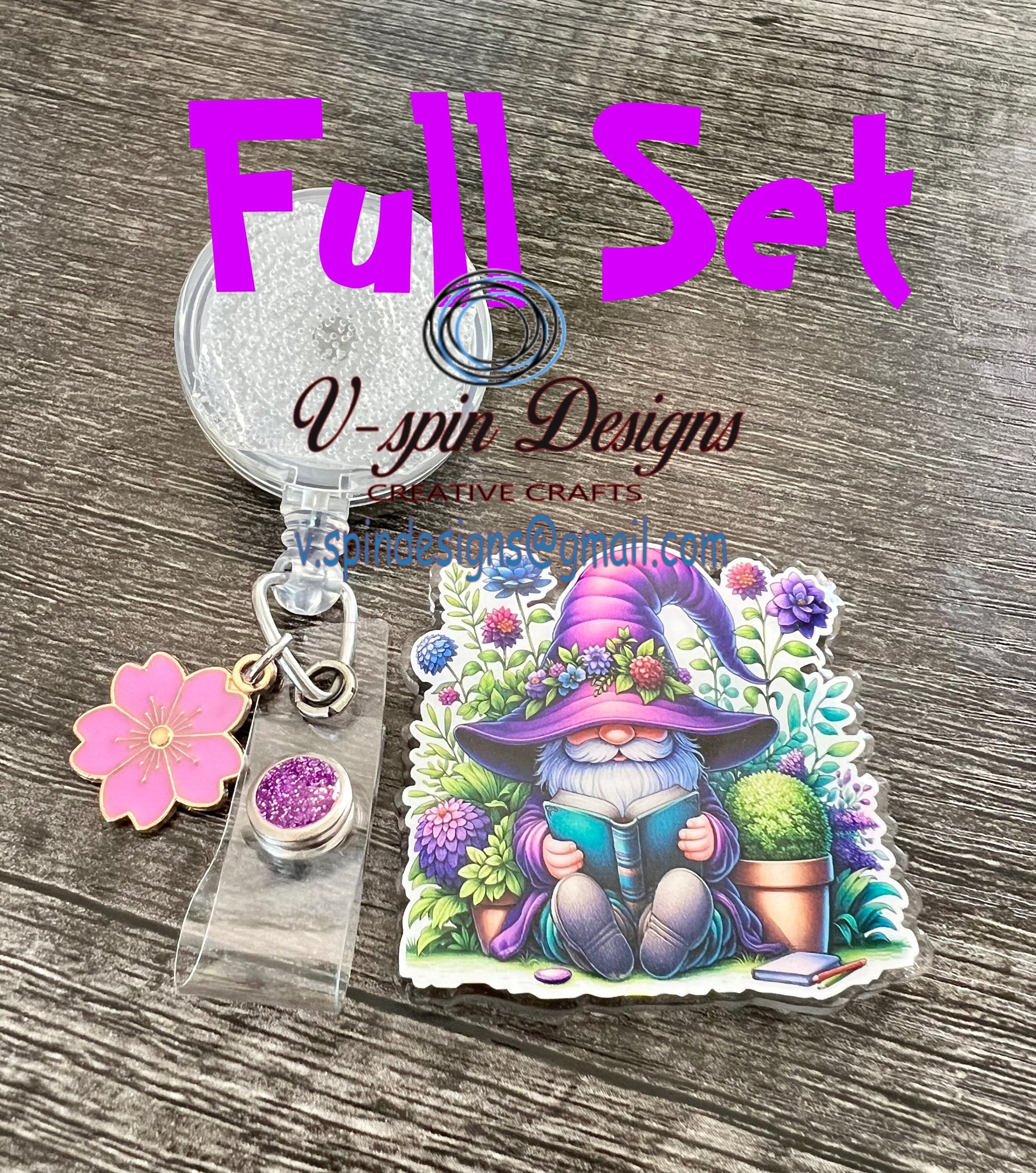 Garden Book Gnome badge reel/ID Holder/nurses/teachers/gnome badge reels/cute badge reels
